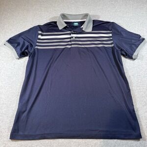 Pro Tour Men's Shirt Navy‎ Blue Striped 3 Button Size Large